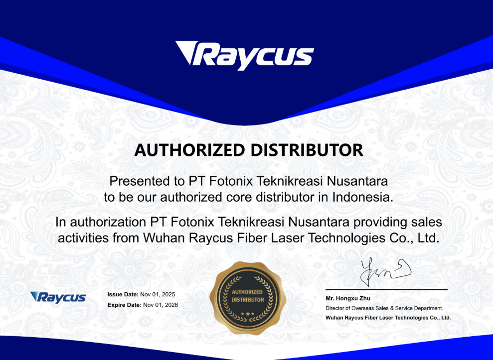 Sertifilkat keagenan resmi raycus-fotonix